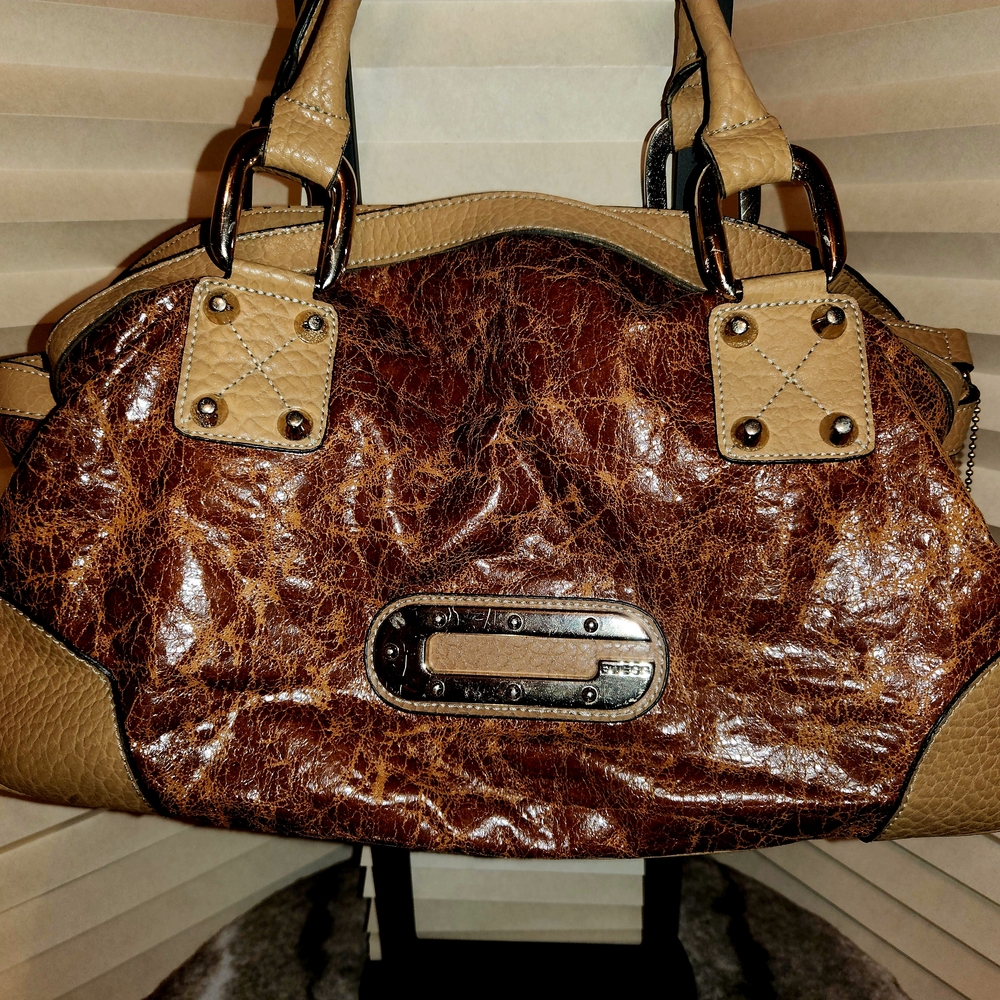 G by Guess Leather Brown and Tan Satchel - Picture 5 of 7